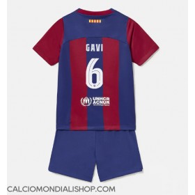 Maglie da calcio Barcelona Paez Gavi #6 Prima Maglia Bambino 2023-24 Manica Corta (+ Pantaloni corti)